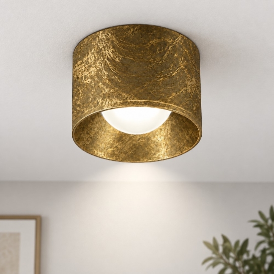 Faretto led 8w 3000k moderno da soffitto tondo foglia oro