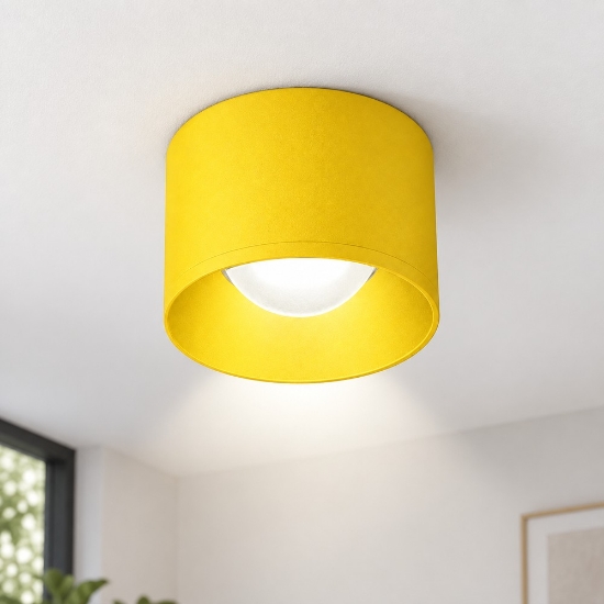 Faretto led 8w 3000k tondo moderno da soffitto giallo girasole