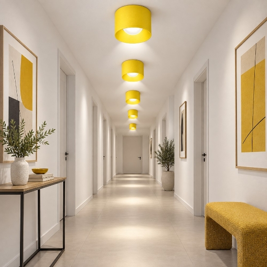 Faretto led 8w 3000k tondo moderno da soffitto giallo girasole