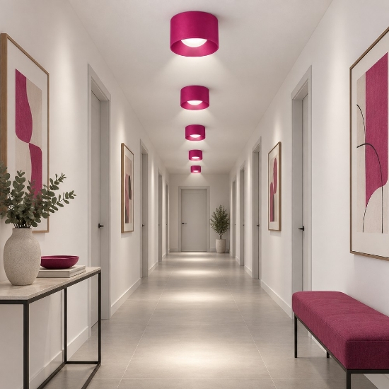 Faretto led 8w 3000k moderno da soffitto tondo magenta