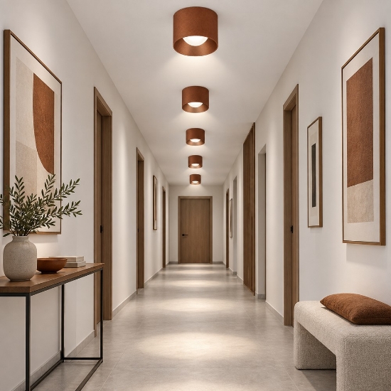 Faretto led 8w 3000k moderno da soffitto tondo rame opaco