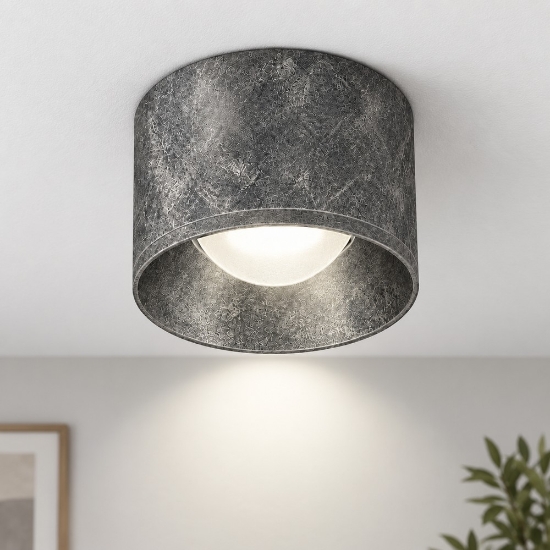 Faretto moderno da soffitto tondo foglia argento led 8w 3000k 8cm