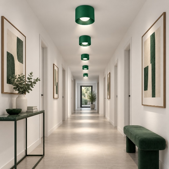 Faretto da soffitto tondo moderno verde bosco led 8w 3000k