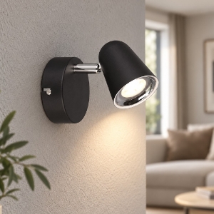 Faretto spot orientabile led 3.5w 3000k nero opaco da parete