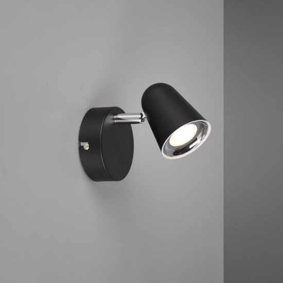 Faretto spot orientabile led 3.5w 3000k nero opaco da parete
