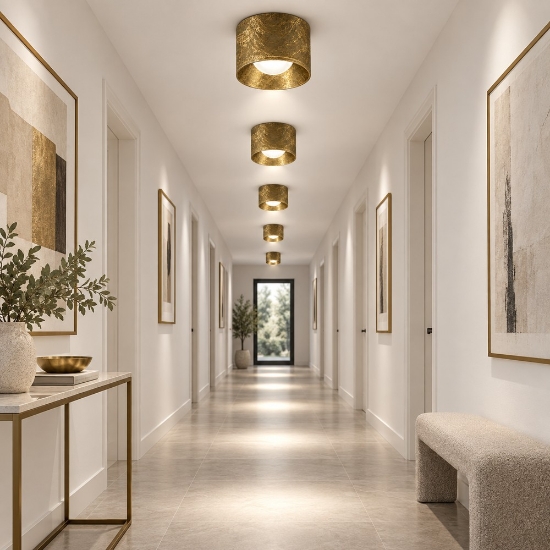 Faretto led 10w 3000k moderno da soffitto tondo foglia oro