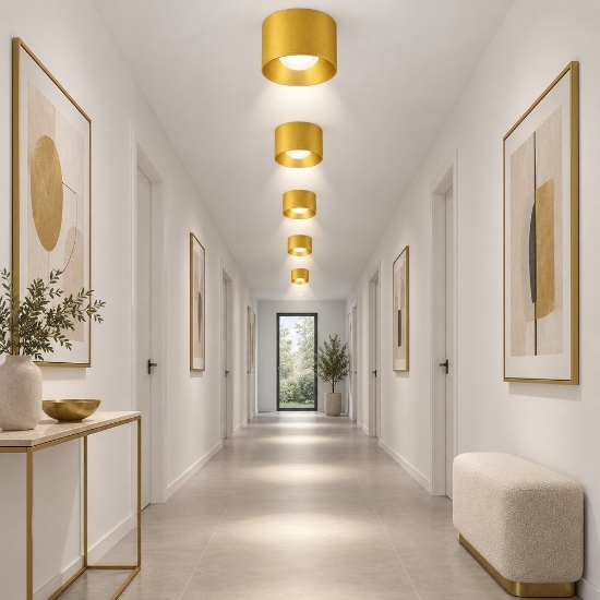 Faretto tondo moderno da soffitto oro opaco led 10w 3000k