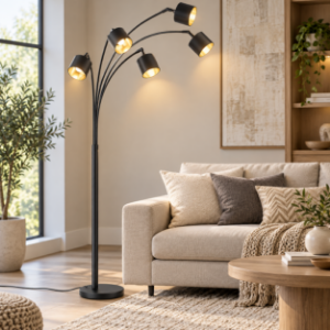 Piantana da terra luci orientabili nera opaca
