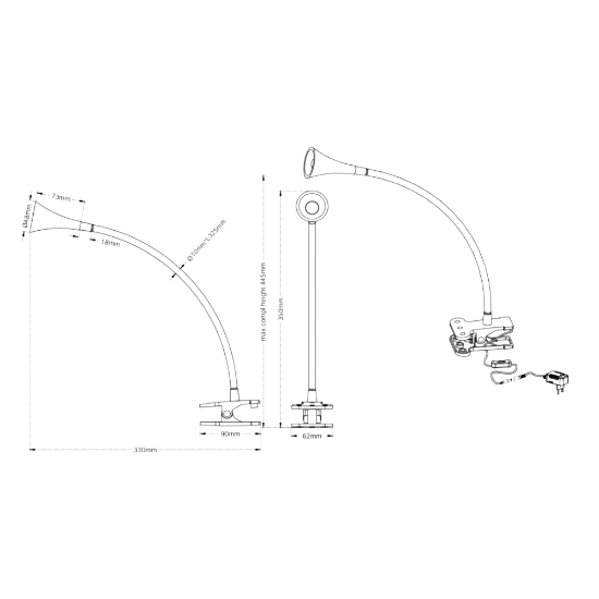 Lampada da scrivania moderna flessibile bianca led 3w 3000k