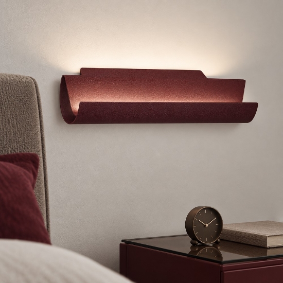 Applique per comodino camera da letto led 12w cct 3000k 4000k moderna bordeaux