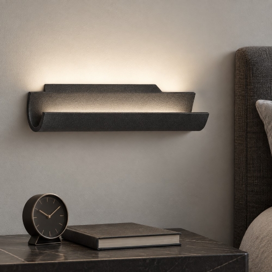 Applique per comodino camera da letto led 12w cct 3000k 4000k moderna antracite