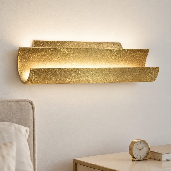 Applique per comodino camera da letto led 12w cct 3000k 4000k moderna foglia oro