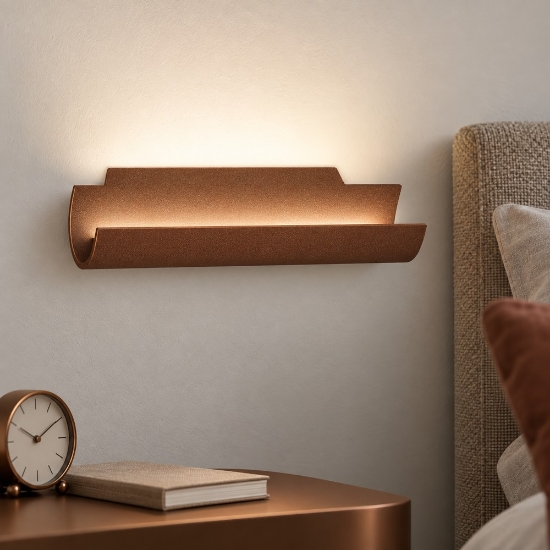 Applique per comodino camera da letto led 12w cct 3000k 4000k rame opaco