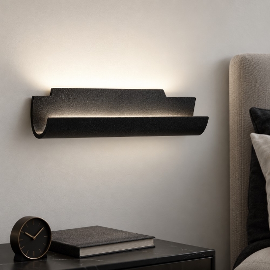 Applique per comodino camera da letto moderna nera led 12w cct 3000k 4000k