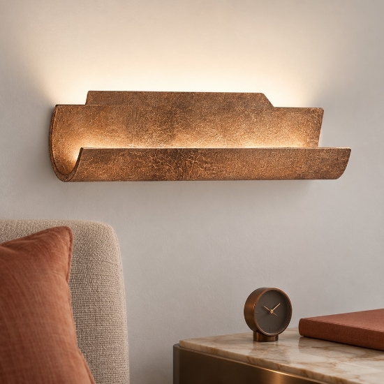 Applique led 12w cct 3000k 4000k per comodino camera da letto moderna foglia rame