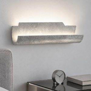 Applique per comodino camera da letto moderna foglia argento led 12w cct 3000k 4000k