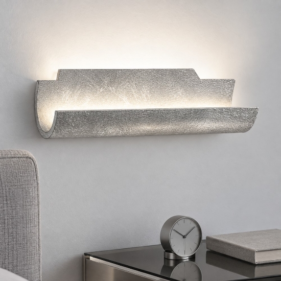 Applique per comodino camera da letto moderna foglia argento led 12w cct 3000k 4000k