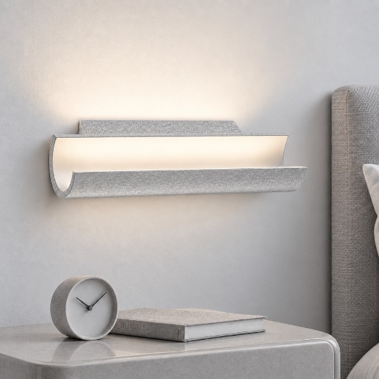 Applique per comodino camera da letto led 12w cct 3000k 4000k moderna grigio perla
