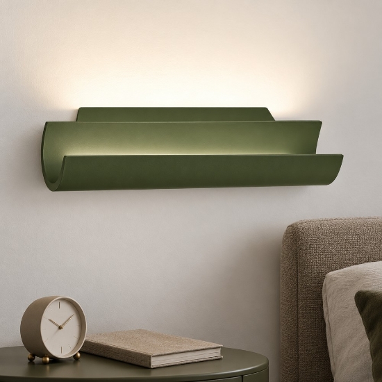 Applique per comodino camera da letto led 12w cct 3000k 4000k moderna verde oliva