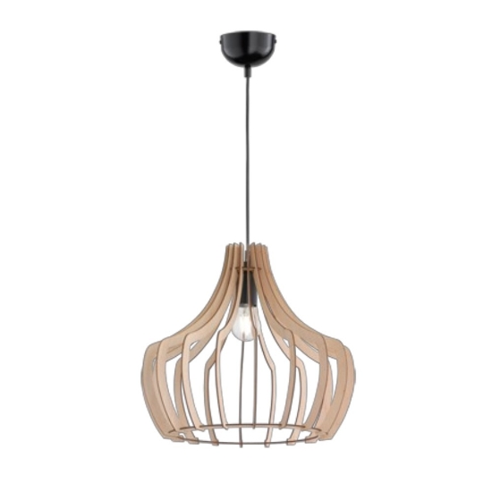 Lampadario a sospensione campana legno naturale