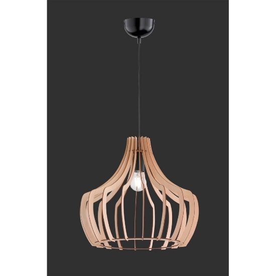 Lampadario a sospensione campana legno naturale