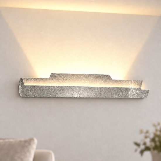 Applique moderna da parete foglia argento led 20w cct 3000k 4000k