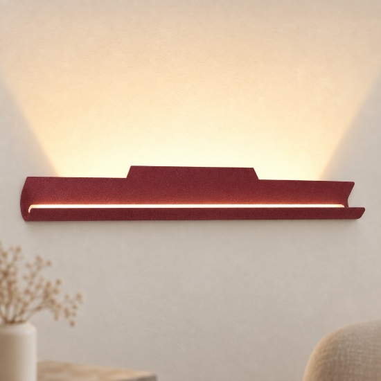 Applique led 28w cct 3000k 4000k da parete moderna bordeaux 53cm