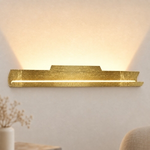 Applique led 28w cct 3000k 4000k moderna da parete foglia oro per soggiorno 53cm