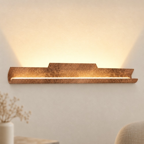Applique led 28w cct 3000k 4000k da parete moderna foglia rame per soggiorno