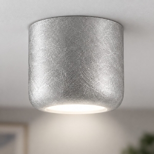 Faretto moderno da soffitto tondo decoro foglia argento led 10w cct 3000k 4000k ip44