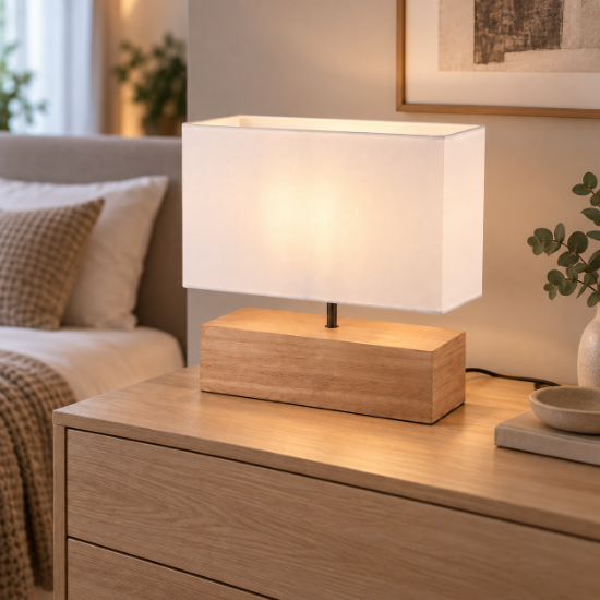Lampada per como' camera da letto bianca legno
