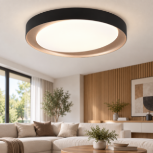 Plafoniera moderna led 24w cct 2700k 6500k telecomando nero e oro