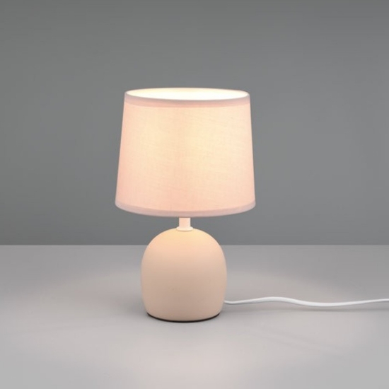 Lampada da tavolo beige paralume tessuto per soggiorno