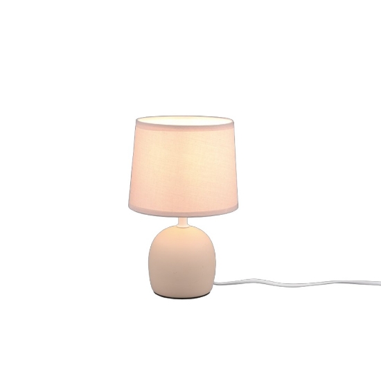Lampada da tavolo beige paralume tessuto per soggiorno