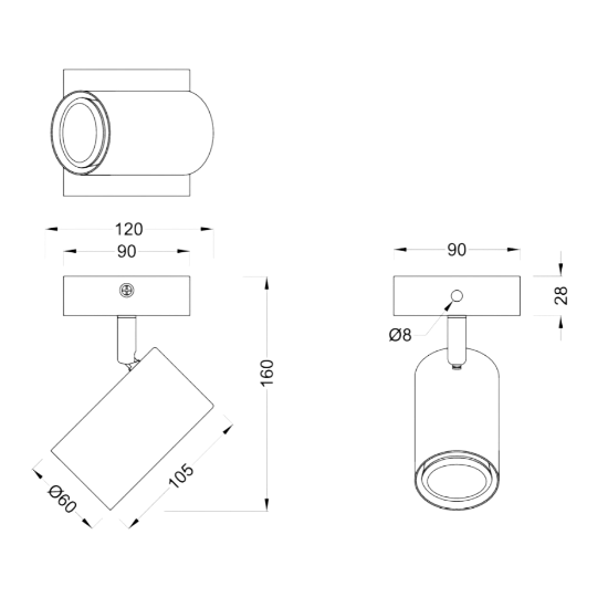 Faretto led da soffitto gu10 orientabile legno