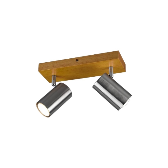 Plafoniera con faretti orientabili nichel e legno gu10