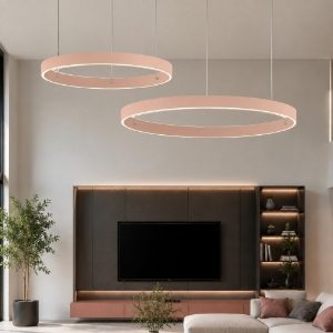 Lampadario moderno anelli 60-80 cm pesca led 150w cct 3000k 4000k per soggiorno