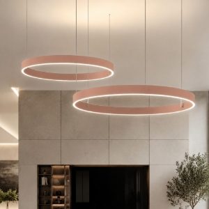 Lampadario doppio anello 80-100 cm a sospensione pesca led 200w cct 3000k 4000k