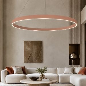 Lampadario moderno pesca anello 120 cm grande sospensione led 116w cct 3000k 4000k