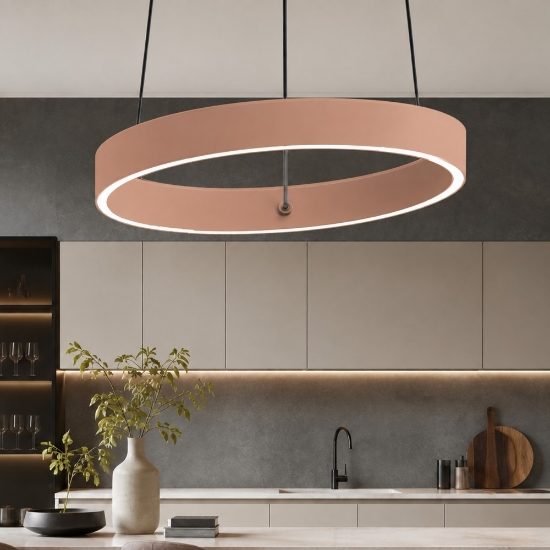Lampadario per tavolo da pranzo e cucina pesca anello 40 cm bianco led 36w cct 3000k 4000k