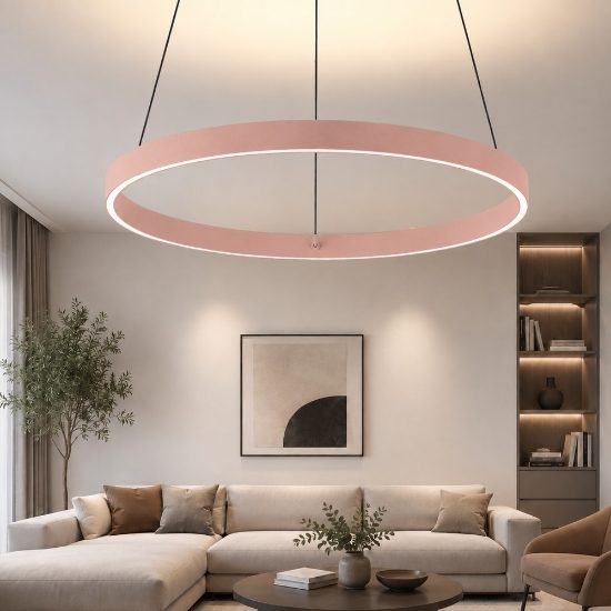 Lampadario anello 80 cm pesca led 76w cct 3000k 4000k per soggiorno moderno