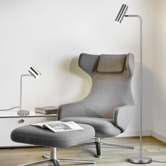 Lampada da scrivania per ufficio cilindro orientabile nichel opaco