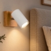 Applique per comodino camera da letto bianco e legno gu10