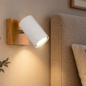 Applique per comodino camera da letto bianco e legno gu10