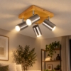 Plafoniera moderno nichel opaco legno 4 spot orientabili