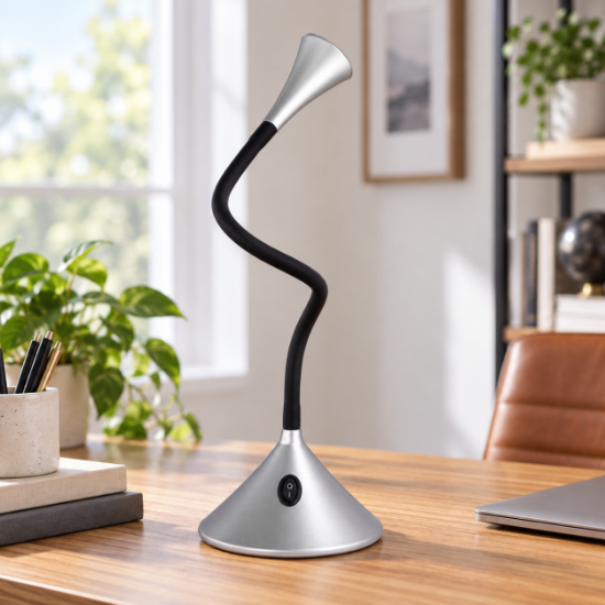 Lampada da scrivania orientabile led 3w 3000k argento
