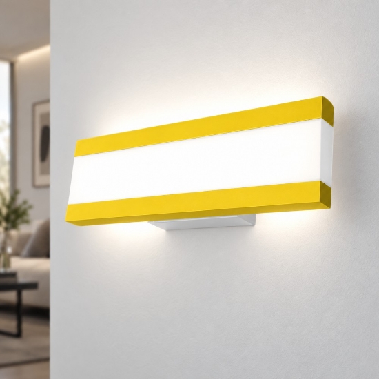 Applique led 14w cct 3000k 4000k moderna da parete giallo girasole 28cm