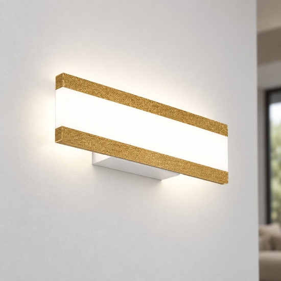 Applique da parete led 14w cct 3000k 4000k 28cm moderna oro opaco