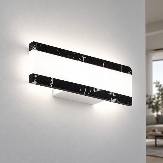 Applique moderna marmo nero led 14w cct 3000k 4000k