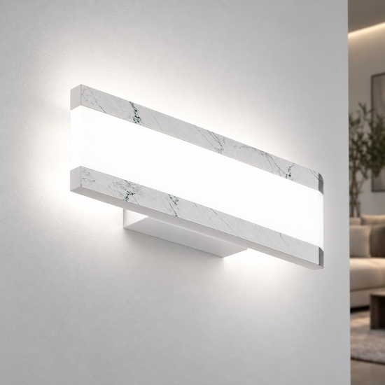 Applique da parete led 14w cct 3000k 4000k moderna marmo bianco 28cm
